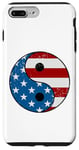 Coque pour iPhone 7 Plus/8 Plus Drapeau américain Yin et Yang rouge, blanc et bleu avec étoiles