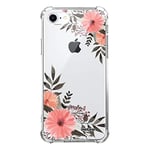 Evetane - Coque Silicone Compatible avec iPhone 7/8/ iPhone SE 2020/2022 - Protection Souple et Renforcée - Coins Antichocs - Fine et Transparente - Coque Arrière - Fleurs Roses