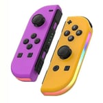 Trådlös Handkontroll Kompatibel med Nintendo Switch, OLED, Lite Gamepad Joystick (L/R) Ersättning med RGB-belysning Purple Orange