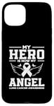 Coque pour iPhone 15 Plus Ruban blanc de sensibilisation au cancer du poumon My Hero Is Now My Angel