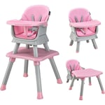 Goplus - 6 en 1 Chaise Haute Bébé Convertible, Table de blocs, Plateau Amovible,Harnais à 5 Points,pour bébé 6-36Mois,57x58x98cm,Rose