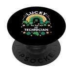 Jour de la Saint-Patrick Lucky IT Technician Job Shamrocks irlandais PopSockets PopGrip Adhésif