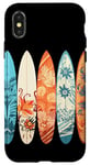 Coque pour iPhone X/XS Planche de surf tropicale colorée Art Hibiscus Beach Vibes