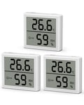 Lot de 3 thermomètres hygromètres d'intérieur numériques Mini LCD pour l'intérieur et l'intérieur pour salon, appartement, chambre de bébé, bureau, jardin (blanc)