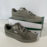 PUMA Suede Heart Pebbles Trainers Ribbon Lace Up Green 365210-02 Womens UK 5 NEW