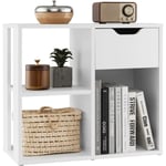 Bibliothèque à 3 Cubes avec Tiroir, Meuble de Rangement à 2 Niveaux, pour Maison, Bureau, Salon, Chambre, 30 x 60 x 53 cm, Blanc - Costway