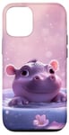 Coque pour iPhone 12/12 Pro Joli bébé hippopotame fond rose