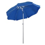 Outsunny Parasol de plage parasol inclinable octogonal Ø 180 cm tissu polyester haute densité anti-UV hauteur réglable mât aluminium sac de transport inclus bleu