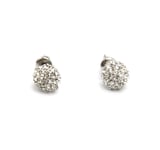 BO105 - Boucles d'Oreilles Rondes Bombé Strass Argenté