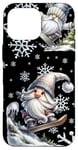 Coque pour iPhone 16 Pro Max Cute Winter Sports Accessories With Snowboarding Gnome