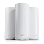 NETGEAR Système WiFi 7 Mesh Orbi tribande (RBE873) - Routeur + 2 satellites - Couverture jusqu'à 600 m², 150 appareils - Port 10 Gigabit - BE21000 802.11be (jusqu'à 21 Gbit/s), idéal murs épais