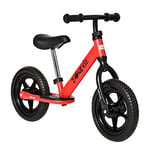 HOMCOM Draisienne Enfant Vélo sans Pédales pour Enfants de 3 à 5 Ans Roues 12" EVA Hauteur Selle et Guidon réglable cale-Pied antidérapant Acier Rouge Noir