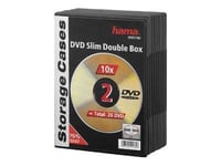 Hama DVD-ROM Slim Double Box - Boîtier de rangement extra-plat pour DVD - capacité : 2 DVD - noir (pack de 10)