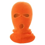 Vinter Helansikte Mask Tre-håls Balaclava Stickad Hatt Hals Damask - Orange