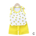 Childrens Short Sleeved Suit Fashion T Shirt Shorts Soft Yellow 100cm