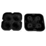 (Black)4 Hole Shaped Ice Cube Mold Silicone Ice Cube Trays For Cake M GB