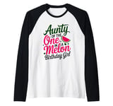 Aunty Of The One In A Melon Birthday Girl Watermelon Raglan Baseball Tee