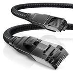 CSL - CAT 8.1 Network Cable 40 Gbits - 3 m - Cotton Jacket - Black Series - LAN Cable Patch Cable RJ45 - CAT 8 Gigabit Ethernet Cable - 40000 Mbits - S/FTP PIMF Shielding - Compatible with Cat 6 Cat 7