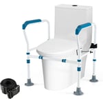 Costway - Cadres de Sécurité pour Toilettes pour Personnes Âgées, Rehausseur Toilette Adulte avec Hauteur 65,5-78 cm Largeur 62-68 cm Sangle, Barre