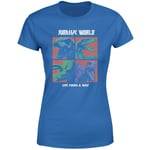 Jurassic Park World Four Colour Faces Women's T-Shirt - Blue - XS - Blue