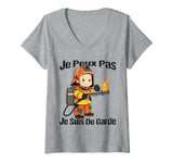 Womens Je Peux Pas Je Suis De Garde Firefighters Gift Humour Fireman V-Neck T-Shirt