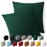 Blumtal Taie Oreiller 60x60 Lot de 2 - Housse de Coussin Microfibre - Taies d'oreillers avec Fermeture enveloppe, certifiée Oeko-Tex, Extra Douce et Lavable - Vert Foncé