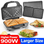 3 in 1 Multi-Functional Waffle Maker Panini Press Sandwich Toaster Kitchen Grill