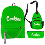 YANGPP Cookie 3D Digital Letter Printing Set Sac À Dos Sac D'École Messenger Bag Pen Case-6, Taille Libre