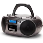 Radio hi-fi portable Aiwa BBTC-660DAB/MG Gris avec CD, platine castelet, Bluetooth et DAB+