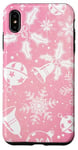 Coque pour iPhone XS Max Pink Aura Motif floral et flocons de neige d'hiver