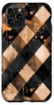 Coque pour iPhone 11 Pro Aquarelle noire ethnique marron classique à carreaux