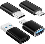 [Lot de 4] Adaptateur USB C vers USB, Adaptateur USB C USB C vers USB, Adaptateur USB Compatible avec MacBook Pro, Samsung Galaxy, Smartphones, Ordinateurs Portables, PC, dans la Voiture, etc.