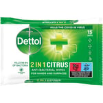 Dettol 2IN1 Desinfektionswipes Desinfektionsservetter 15 st