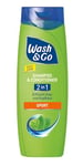 Wash & Go Shampooing et après-shampoing 2 en 1 pour le sport, 1 x 400 ml, soin quotidien des cheveux et du cuir chevelu rafraîchit les cheveux et le cuir chevelu