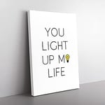 Big Box Art You Light Up My Life Typography Canvas Wall Art Print Ready to Hang Picture, 76 x 50 cm (30 x 20 Inch), White, Black, Grey