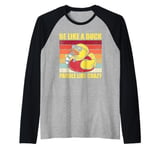 Be like a duck paddle like crazy Yellow Duck Retro men Raglan Baseball Tee