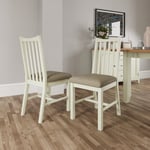 Kettle Interiors Essentials Painted White Dining Chair With Grey Fabric SET OF 4