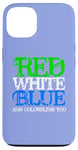 Coque pour iPhone 13 Rouge Blanc Bleu & Deutéranomalie Humour patriotique