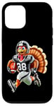 Coque pour iPhone 12/12 Pro Action de grâce drôle - Turquie jouant au football