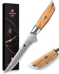 XINZUO 14.9cm Couteaux à Désosser, Couteau à Filet Professionnel 73 Couches Acier Damas Couteaux de Cuisine Lames Tranchantes pour Désosser la Viande et le Poisson -Poignée en Bois d'Olivier