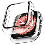 LϟK 2 Pièces Coque + Protection Écran pour Apple Watch 44mm Series 6 5 4 Se - HD Clear Case de Protection en Verre Trempé Intégré pour iWatch Series 6 5 4 Se 44mm -Transparent