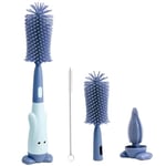 Vicloon Goupillon Biberon Silicone,3 en 1 Nettoyage Biberon Brosse,Goupillon Biberon et Tétine pour Toutes Les Tailles de Biberons,sans BPA Durable et sans Rayures（Bleu）