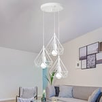 Lustre Industriel Cage Forme Diamant - E27 20CM Luminaire Ajustable 100cm - Métal Noir