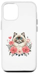 Coque pour iPhone 12/12 Pro Roses Flowers Himalayan Cat