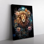 Leo Zodiac Art Informel Art Canvas Print for Living Room Bedroom Home Office Décor, Wall Art Picture Ready to Hang, 76x50 cm (30x20 Inch)