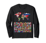 238 Flags,World Flags,World map with flags. Long Sleeve T-Shirt