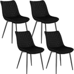 Lot de 4 Chaise de Salle à Manger WOLTU, Chaise de Cuisine, Assise en Velours, Pieds en métal, Noir