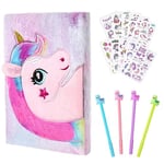 OFFCUP Carnets de Licorne, Cahier en Peluche, Journal Secret Avec Stylo et Autocollants de Tatouage Bloc-notes Voyage de Bureau Scolaire Cahiers Manuscrits Blocs Mémo