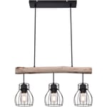 Globo - Plafonnier Vintage Pendule Lampe Cage Design Salon Salle à Manger Poutre En Bois Luminaire Suspendu 15326-3N
