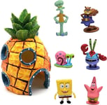 WideSmart 7st Aqua Ornaments,Spongebob Aquarium Decoration Aquarium Ornament Aquarium Decoration Resin Aquarium Ornament Aquarium Ananas